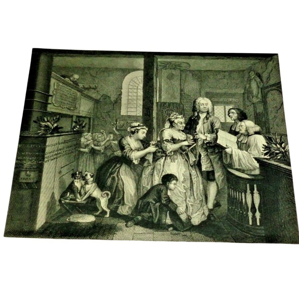William Hogarth The Rake's Progress Plate 5 Marries an Old Maid Engraving‎ Print
